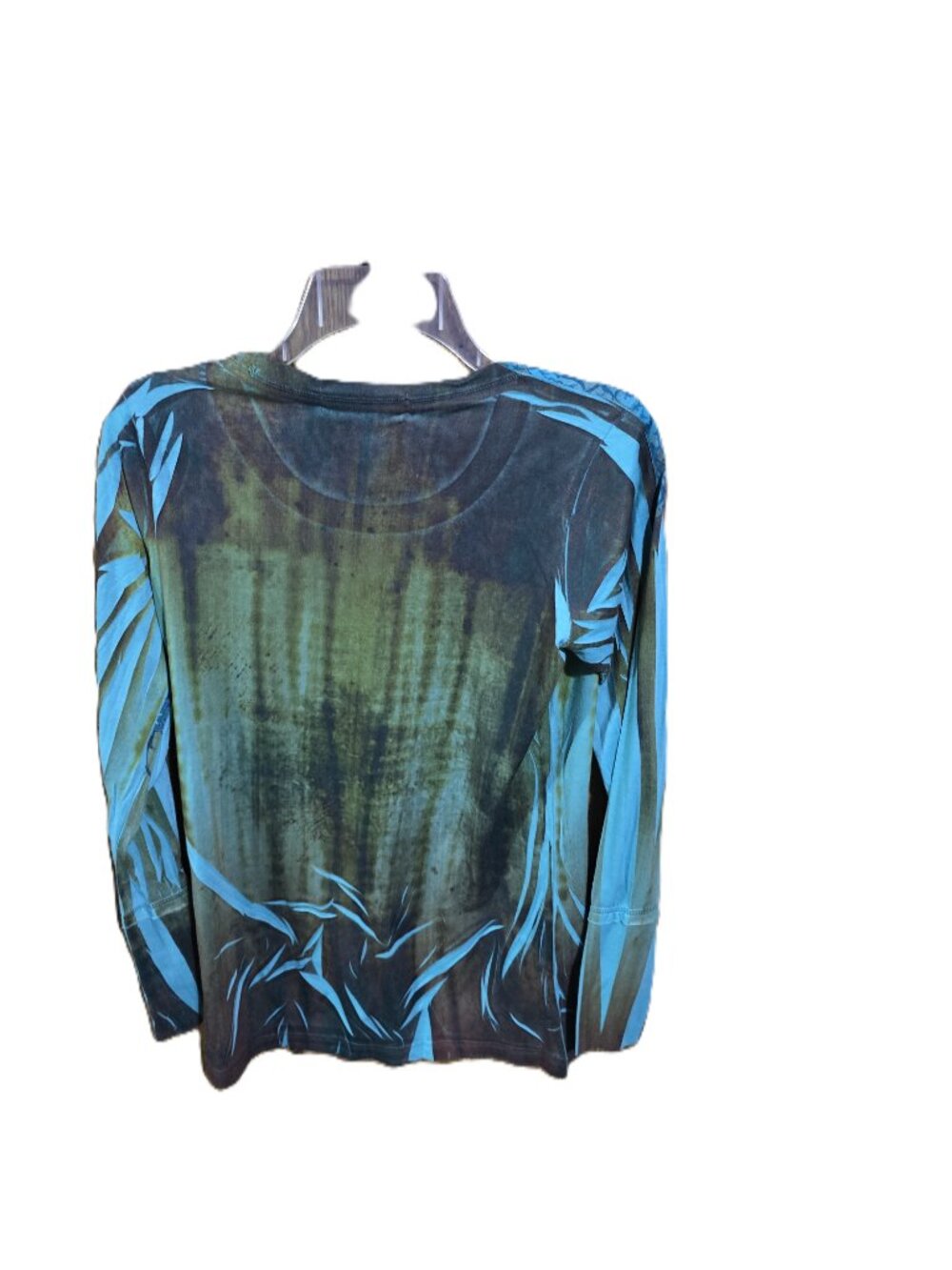 Decree Green Geometric Long Sleeve Pullover Top Size Med - Picture 3 of 4